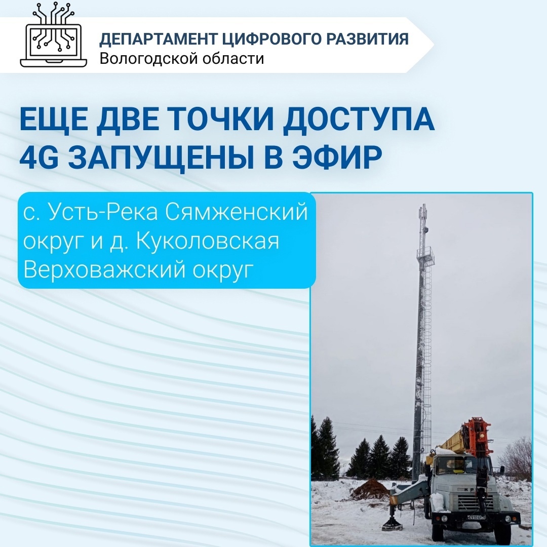 Запущены в эфир 2 точки доступа 4G.