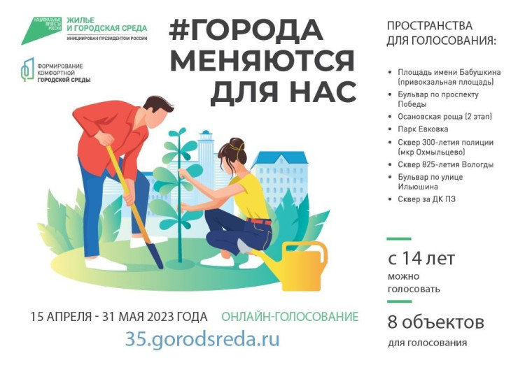 Восемь общественных пространств выставлено на онлайн-голосование по проекту «Формирование комфортной городской среды» в Вологде. Восемь общественных пространств выставлено на онлайн-голосование по проекту «Формирование комфортной городской среды» в Вологде.